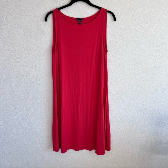 Eileen Fisher Red Viscose Sleeveless Shift Dress - Picture 1 of 9